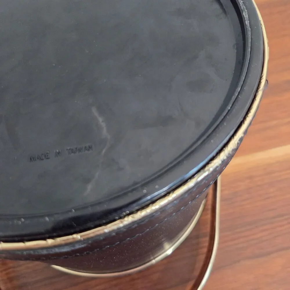 Vintage Mid Century MCM Black Faux Leather Ice Bucket Retro Barware Cocktails